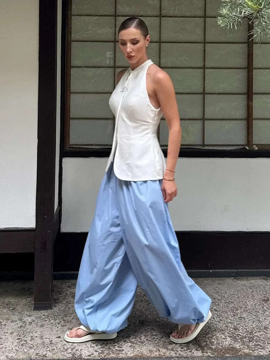 Women’s Cotton Wide Leg Lantern Pants – Loose Elastic Waist Casual Trousers - Image 8