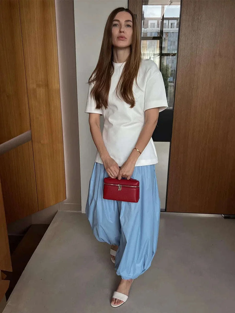 Women’s Cotton Wide Leg Lantern Pants – Loose Elastic Waist Casual Trousers - Image 9