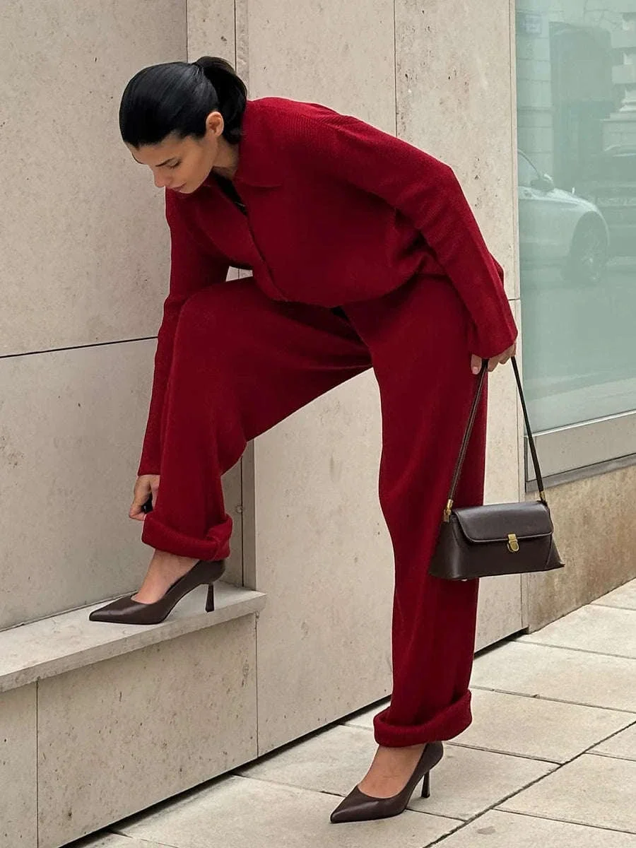 Women's Cozy Knit Cardigan and Pants Set – Warm 2 Piece Outfit - Image 14