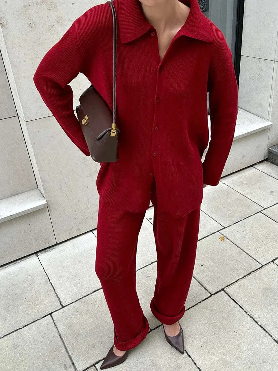Women's Cozy Knit Cardigan and Pants Set – Warm 2 Piece Outfit - Image 16