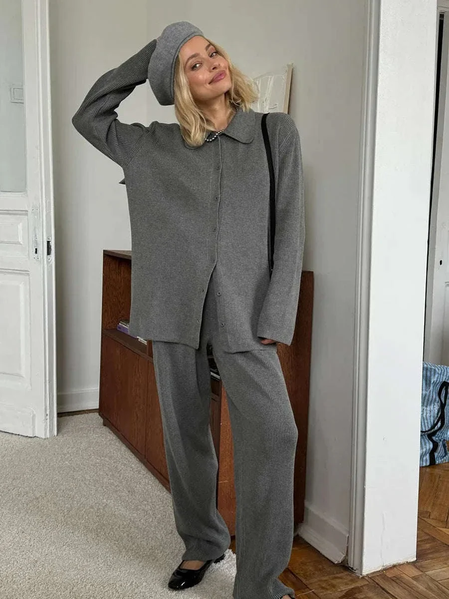 Women's Cozy Knit Cardigan and Pants Set – Warm 2 Piece Outfit - Image 18