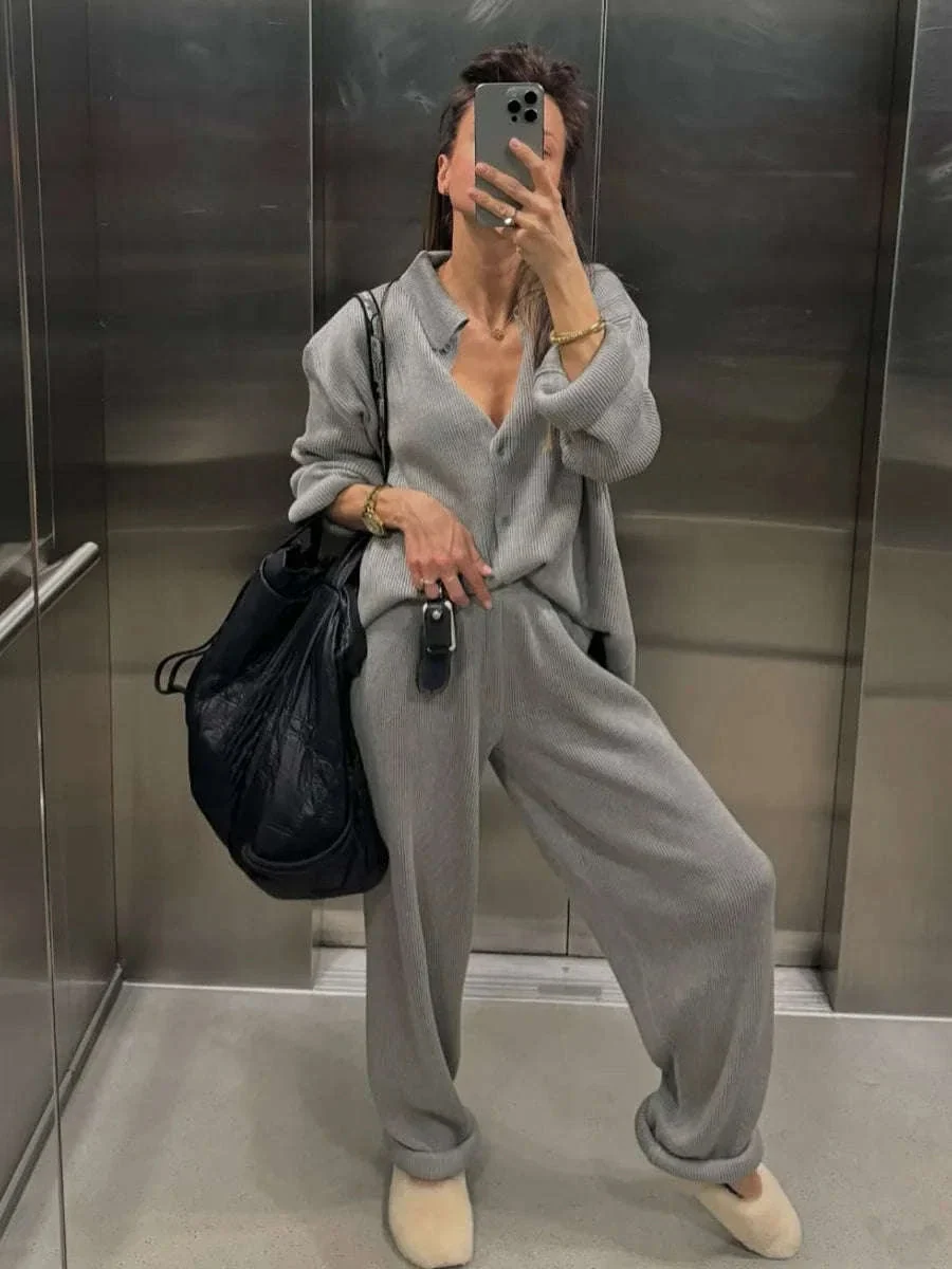 Women's Cozy Knit Cardigan and Pants Set – Warm 2 Piece Outfit - Image 19