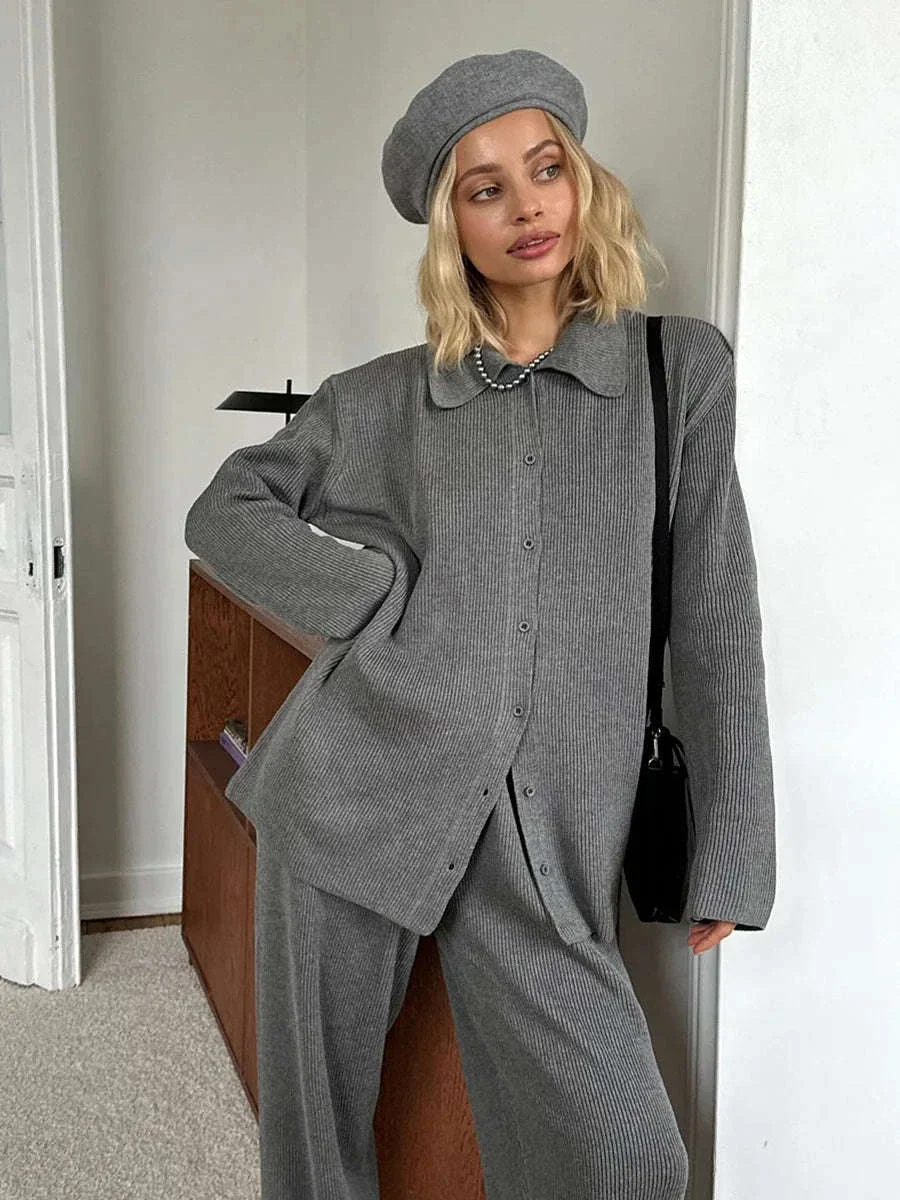 Women's Cozy Knit Cardigan and Pants Set – Warm 2 Piece Outfit - Image 27