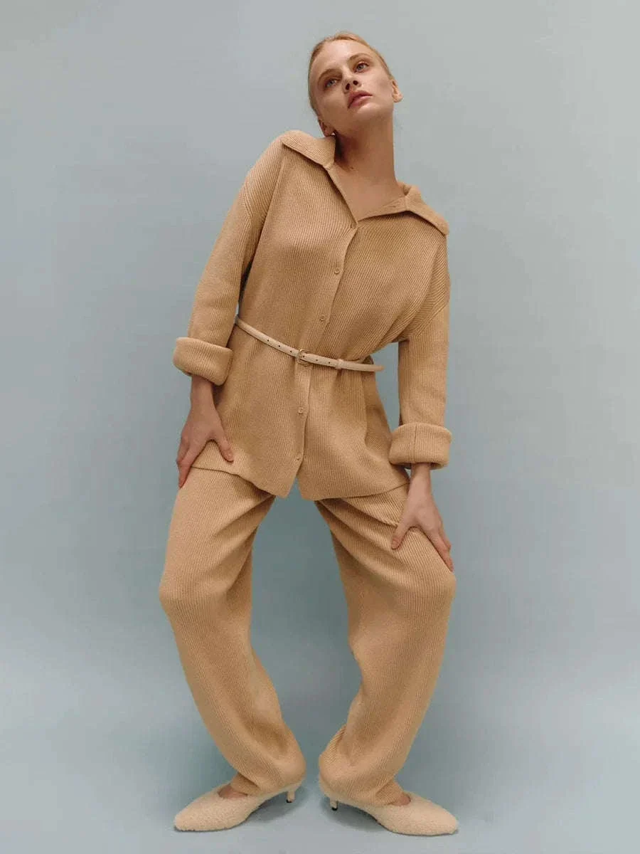 Women's Cozy Knit Cardigan and Pants Set – Warm 2 Piece Outfit - Image 31