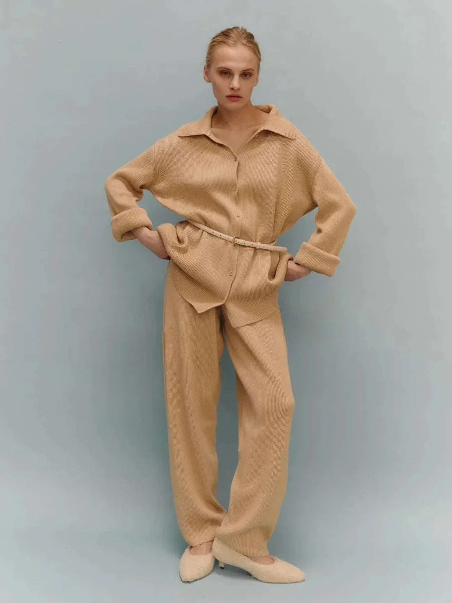 Women's Cozy Knit Cardigan and Pants Set – Warm 2 Piece Outfit - Image 32