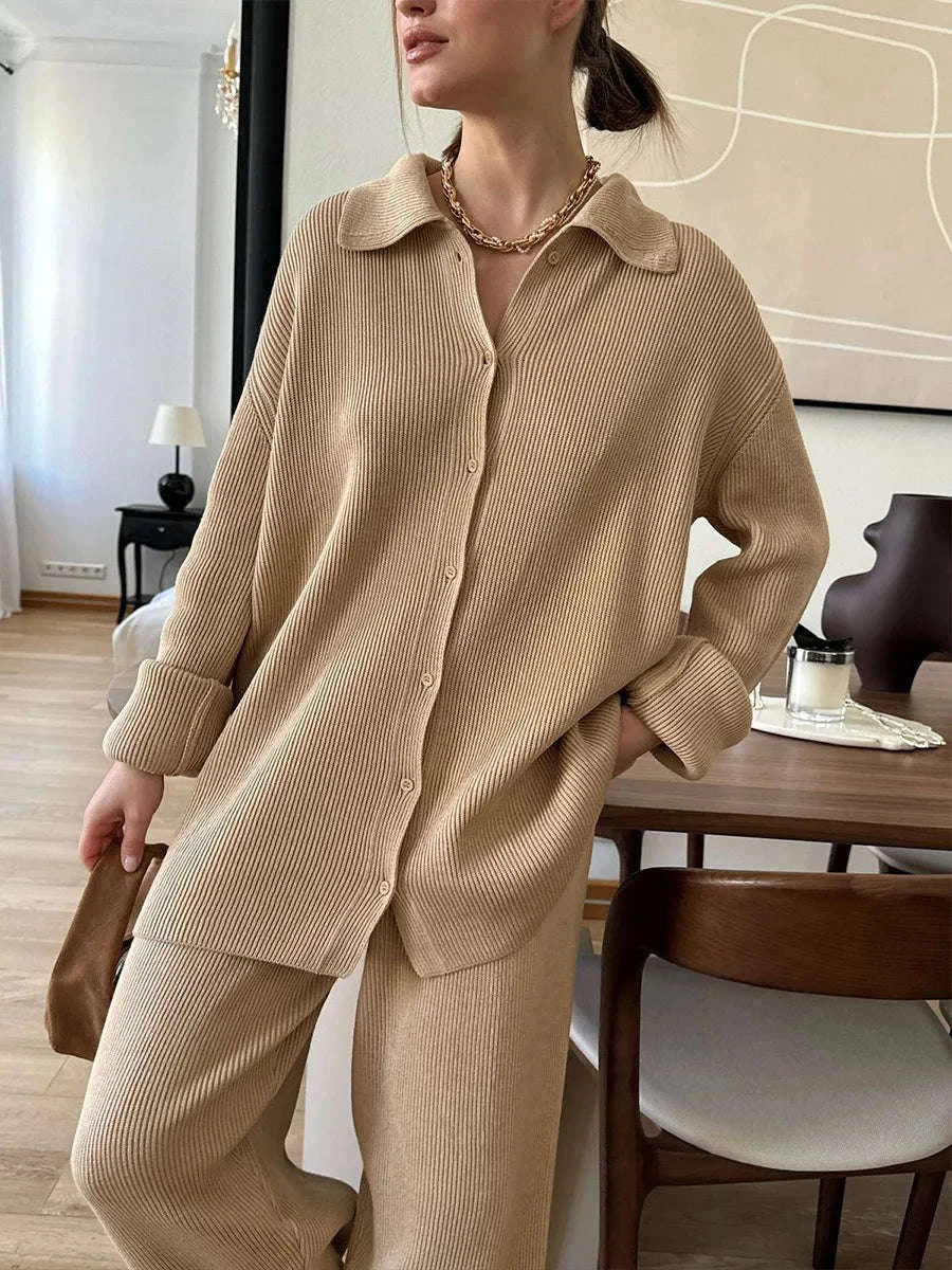 Women's Cozy Knit Cardigan and Pants Set – Warm 2 Piece Outfit - Image 34