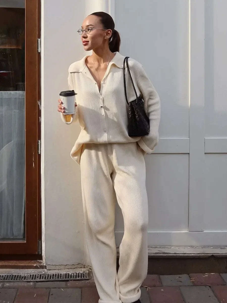 Women's Cozy Knit Cardigan and Pants Set – Warm 2 Piece Outfit - Image 7