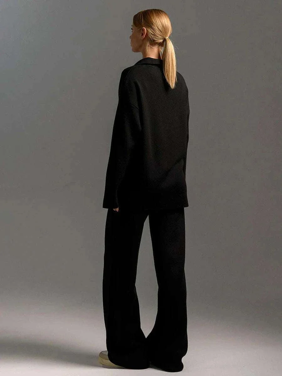 Women’s Cozy Knitted Polo Sweater & Wide Leg Pants Set - Image 27