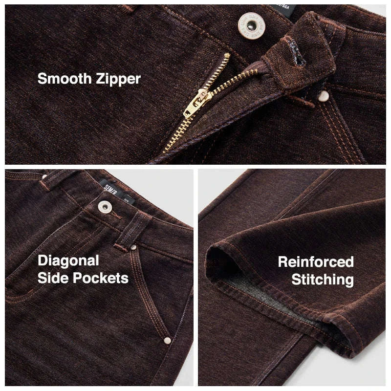 Women’s Fleece-Lined Wide Leg Jeans – Warm Loose Fit Winter Pants - Image 3