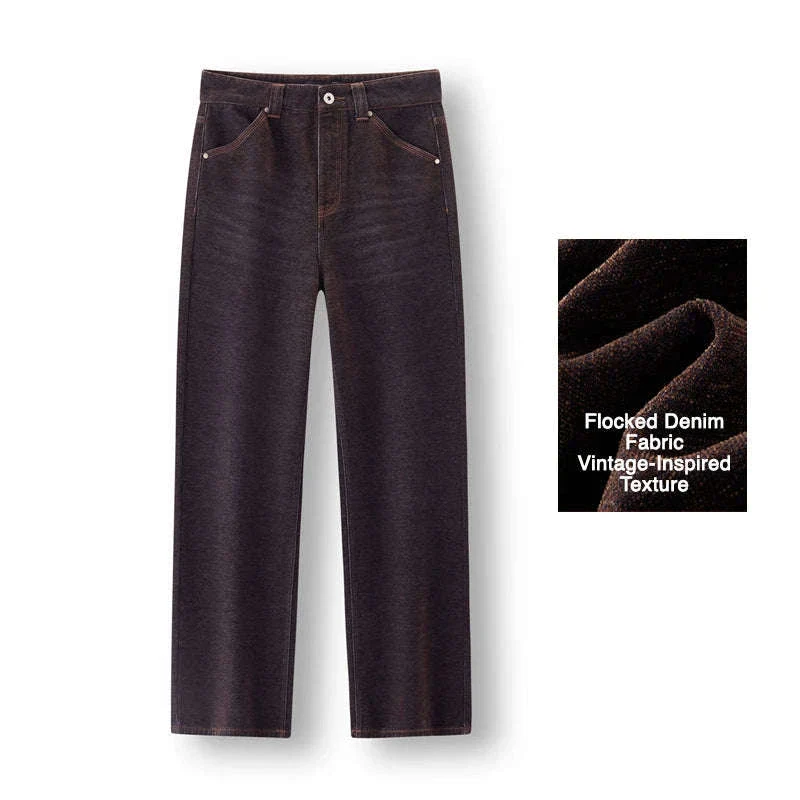 Women’s Fleece-Lined Wide Leg Jeans – Warm Loose Fit Winter Pants - Image 4