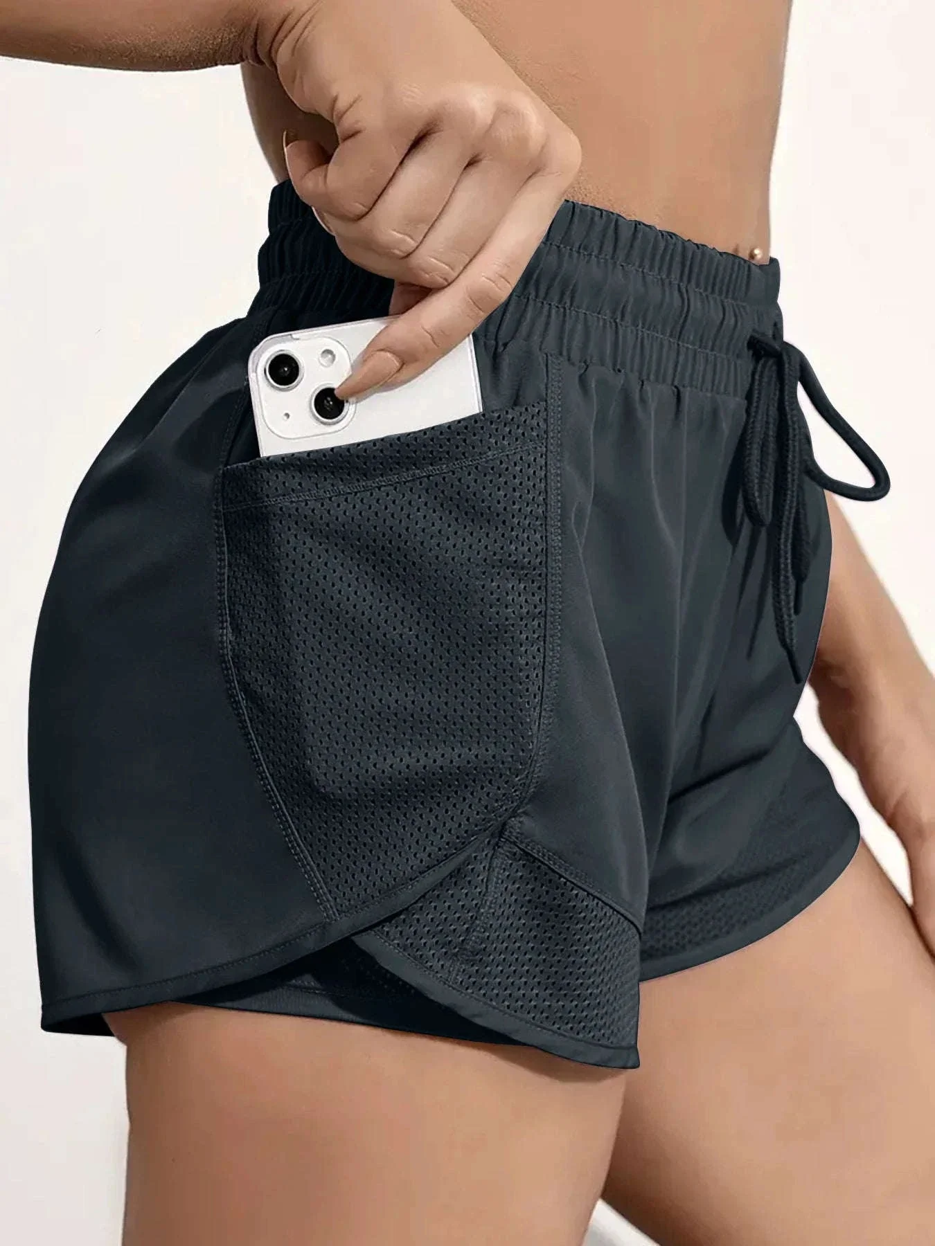 Women’s High-Waist Yoga Shorts with Mesh and Side Pocket - Image 21