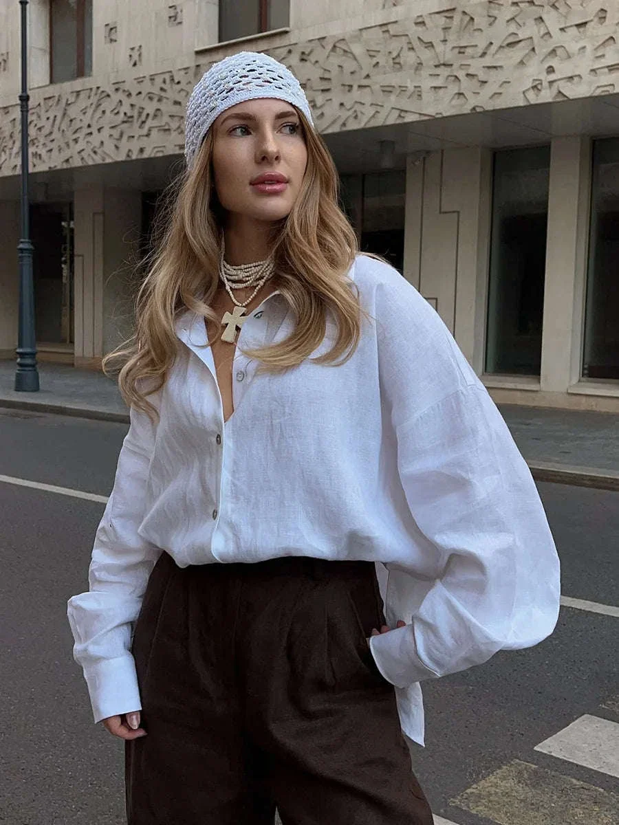 Women's Loose Cotton Button-Up Shirt Cardigan for Spring Summer - Image 32