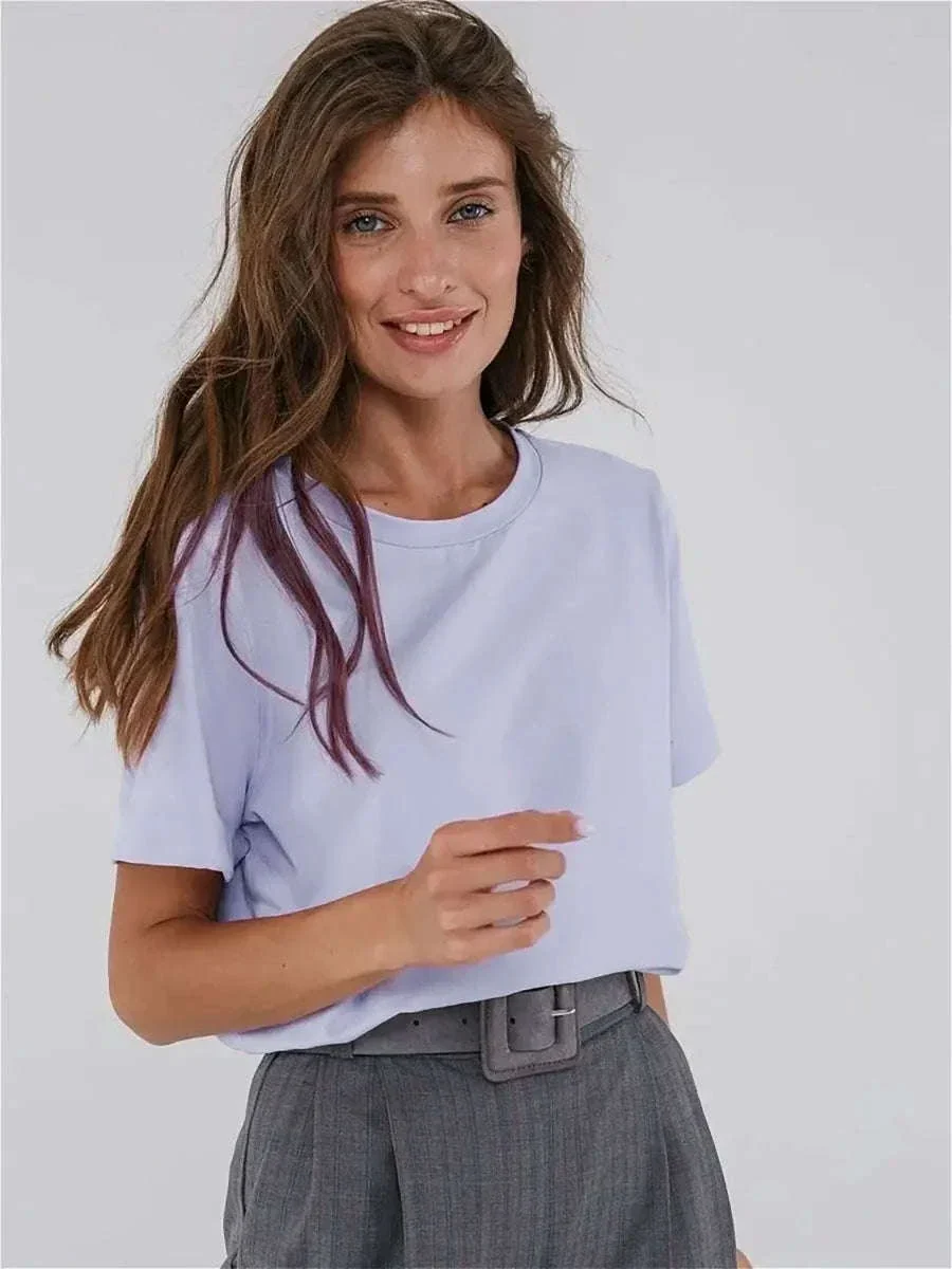 Women’s Loose Fit 100% Cotton T-Shirt – Casual Short Sleeve Basic Top - Image 31
