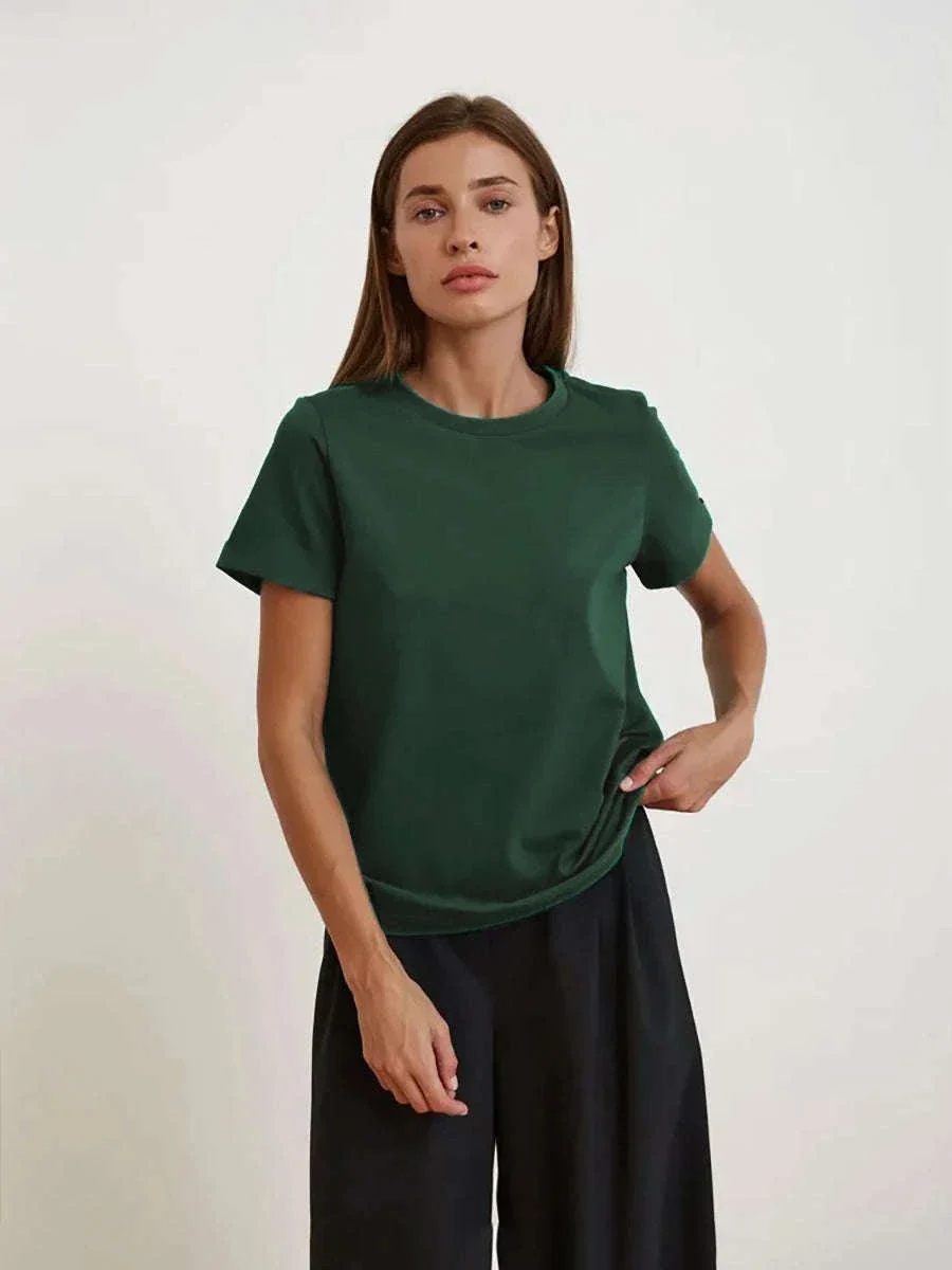 Women’s Loose Fit 100% Cotton T-Shirt – Casual Short Sleeve Basic Top - Image 43