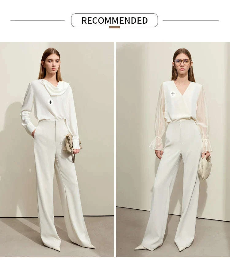 Women’s Loose V-Neck Blazer and Wide Leg Pants Suit Set - Image 19