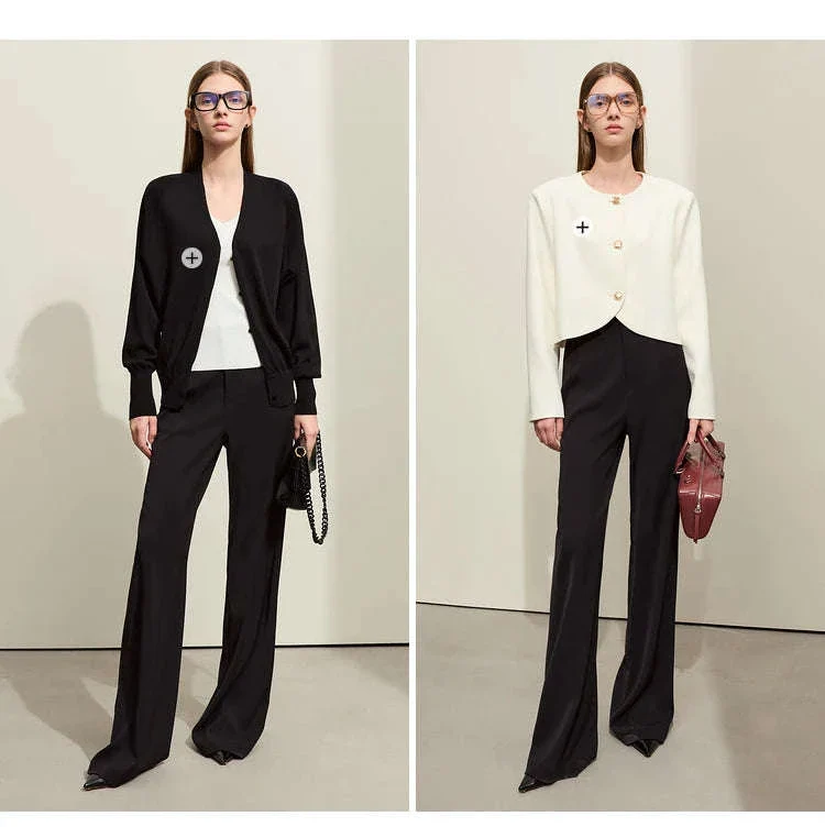 Women’s Loose V-Neck Blazer and Wide Leg Pants Suit Set - Image 21