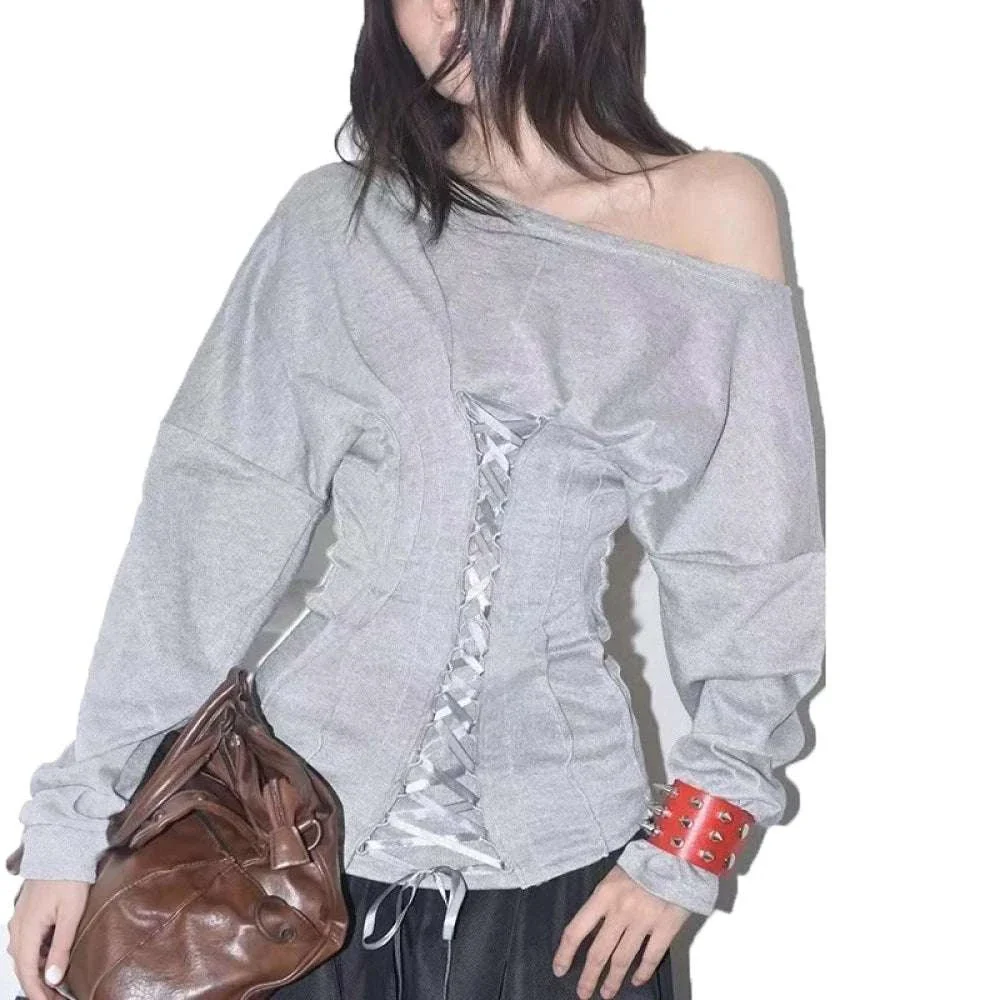 Women’s Off Shoulder Drawstring Top with Full Sleeves Casual Fit - Image 14