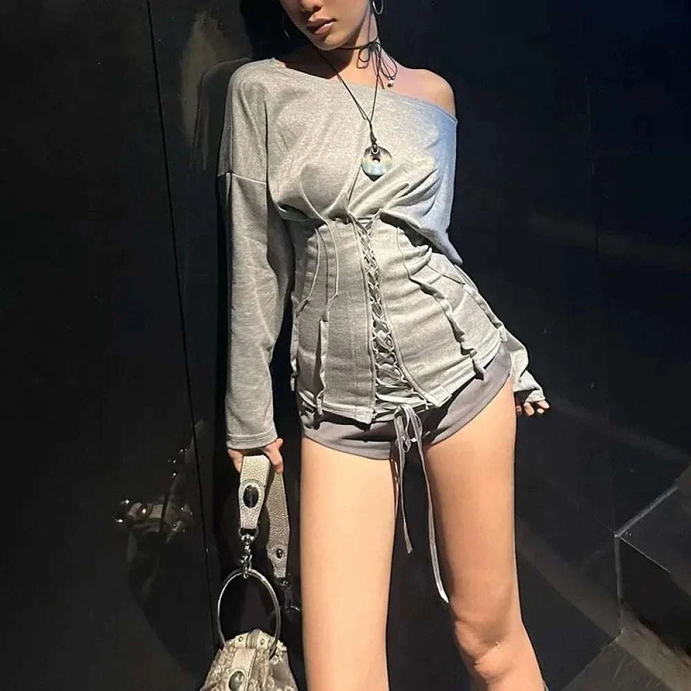 Women’s Off Shoulder Drawstring Top with Full Sleeves Casual Fit - Image 6