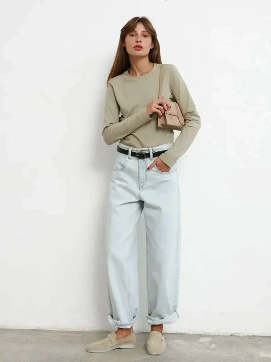 Women's Oversized Cotton Long Sleeve T-Shirt Loose Fit Casual Top - Image 30