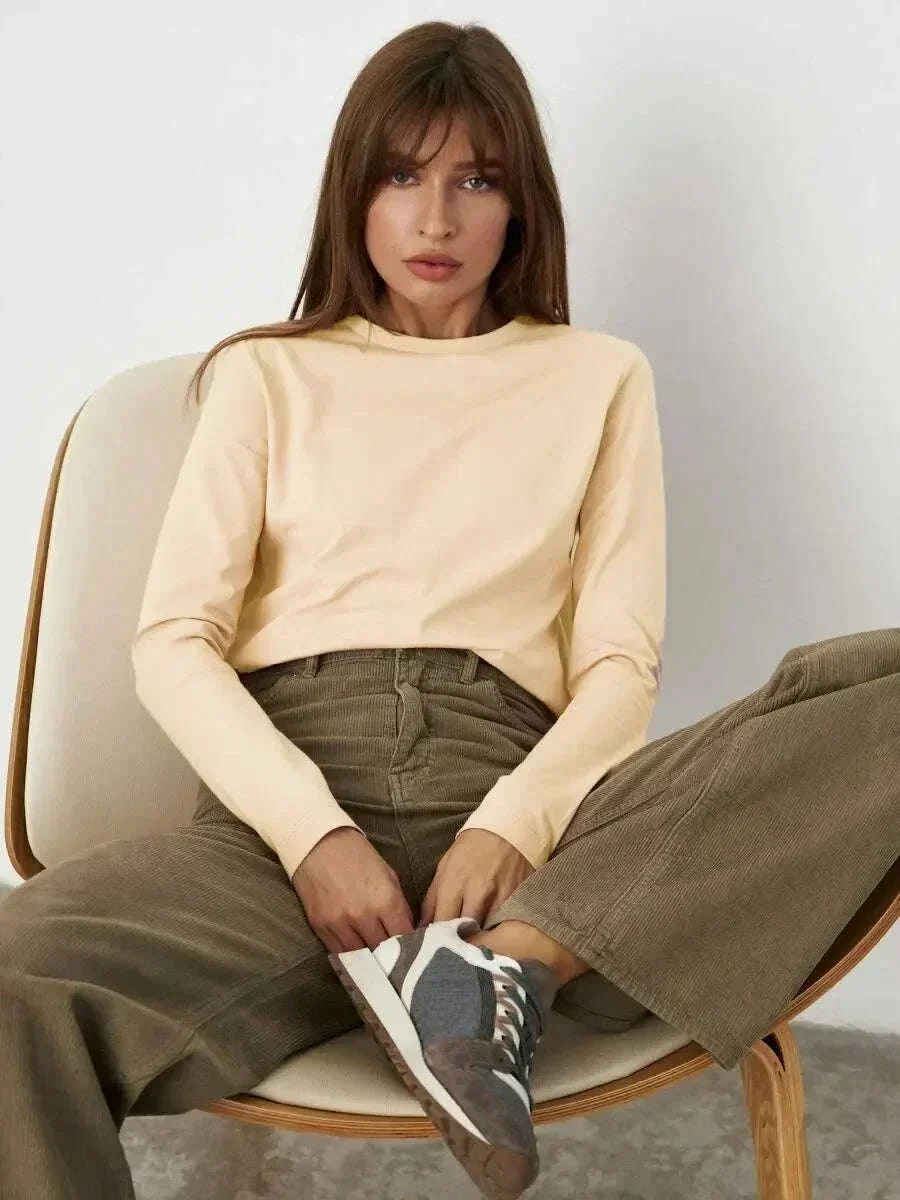 Women's Oversized Cotton Long Sleeve T-Shirt Loose Fit Casual Top - Image 4
