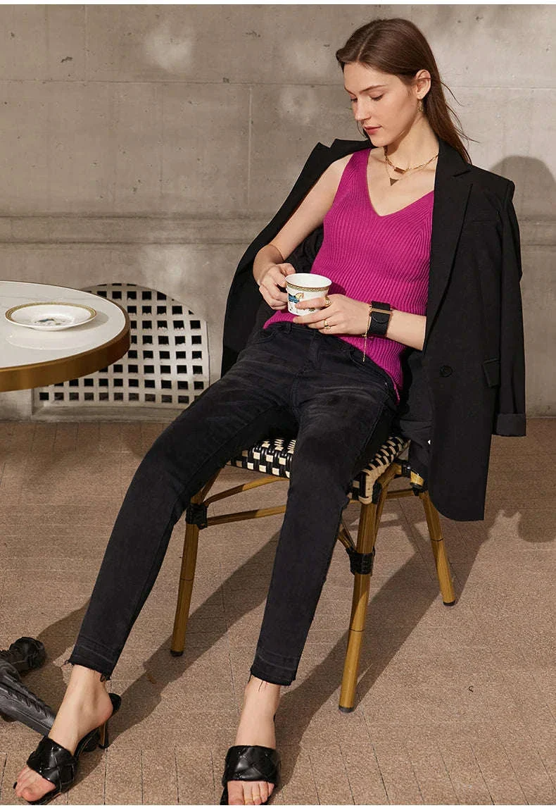 Women’s Slim Fit V-Neck Camisole Top for Office and Summer Wear - Image 48
