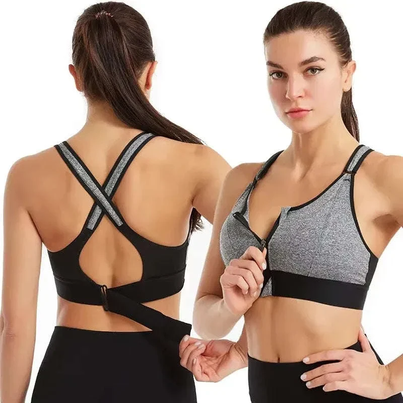 Women's Front-Zipper Sports Bra for Easy Support - Image 2