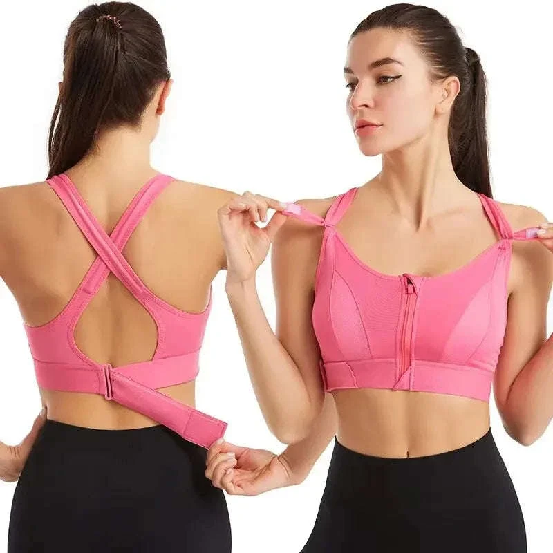 Women's Front-Zipper Sports Bra for Easy Support - Image 4