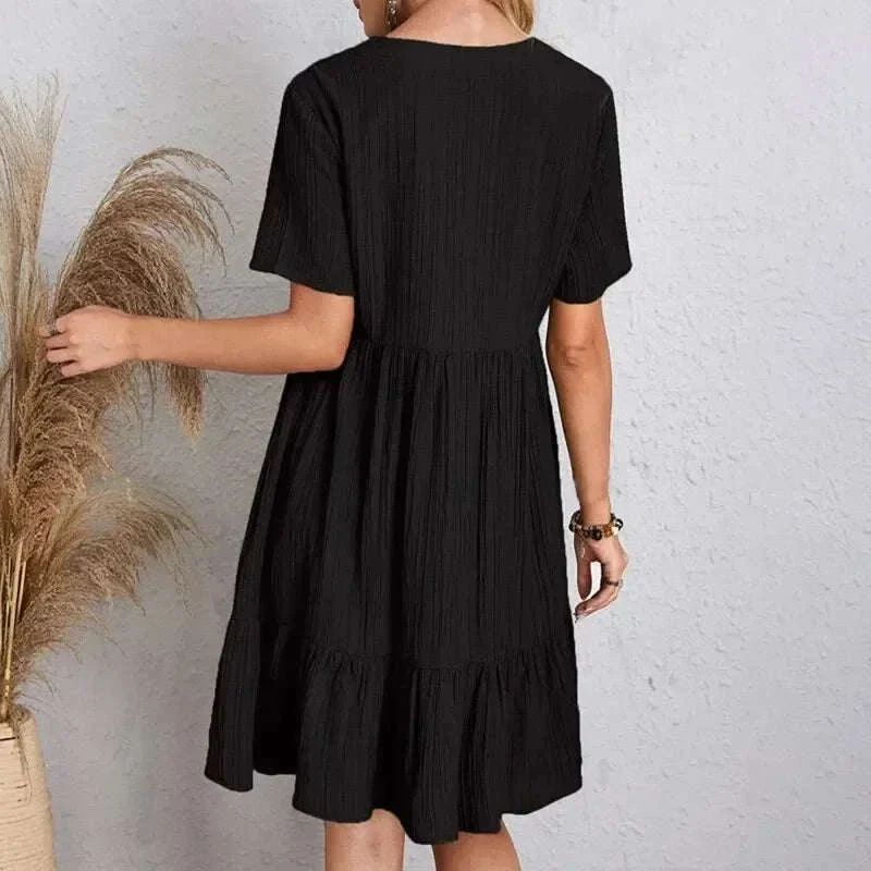 Women’s Summer Peplum Dress with V-Neck and Ruffle Hem - Image 12