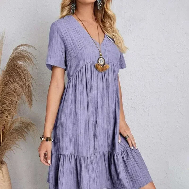 Women’s Summer Peplum Dress with V-Neck and Ruffle Hem - Image 14