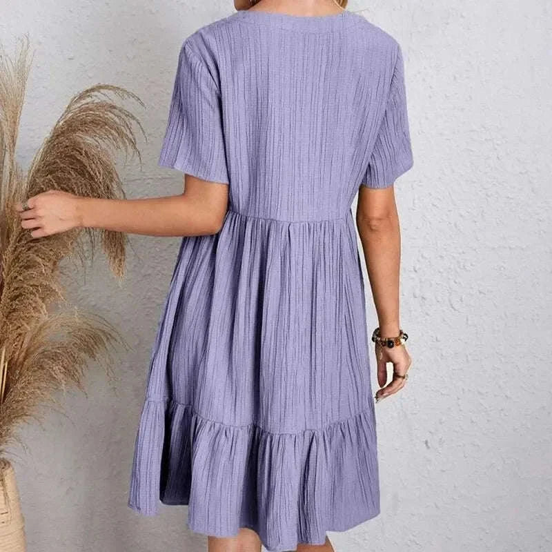 Women’s Summer Peplum Dress with V-Neck and Ruffle Hem - Image 15