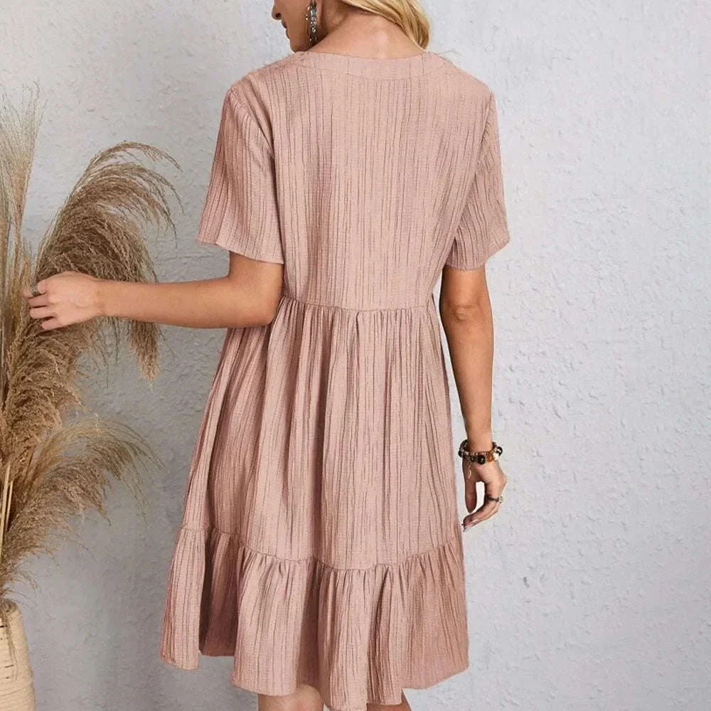 Women’s Summer Peplum Dress with V-Neck and Ruffle Hem - Image 19