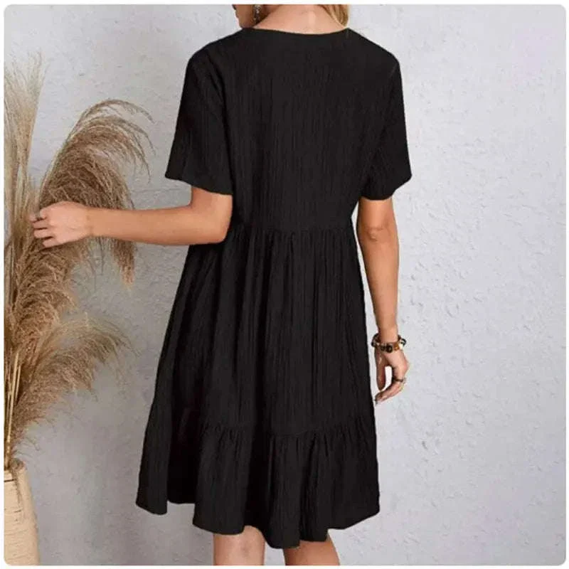 Women’s Summer Peplum Dress with V-Neck and Ruffle Hem - Image 6