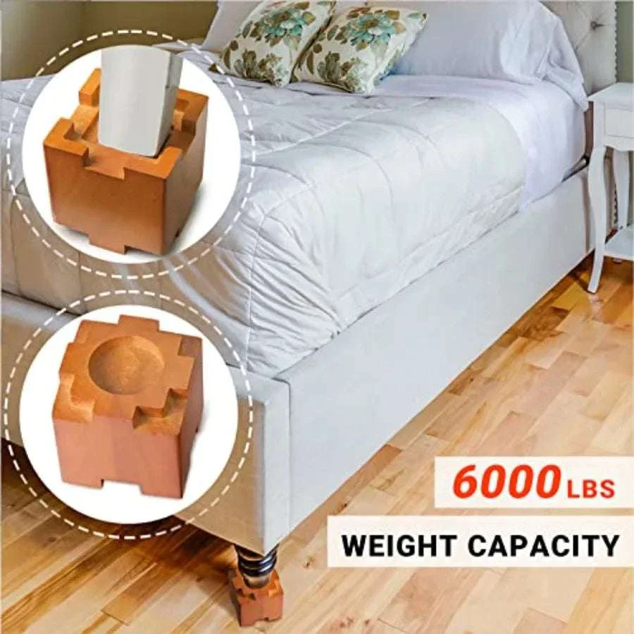 Stackable Wood Bed Risers with Non-Slip Pads – 3.5" or 7" Lift - Image 12
