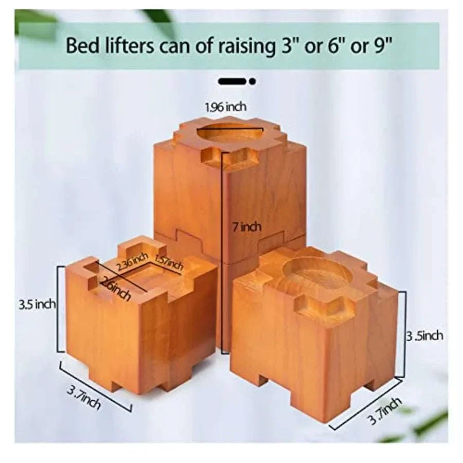 Stackable Wood Bed Risers with Non-Slip Pads – 3.5" or 7" Lift - Image 8