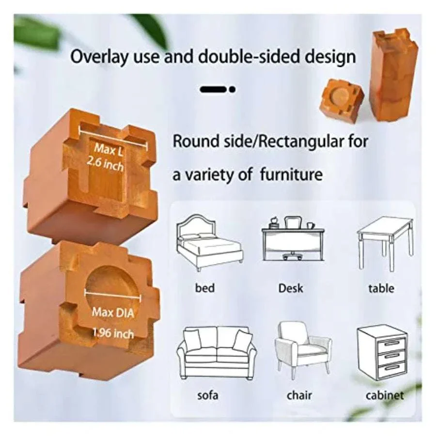 Stackable Wood Bed Risers with Non-Slip Pads – 3.5" or 7" Lift - Image 9