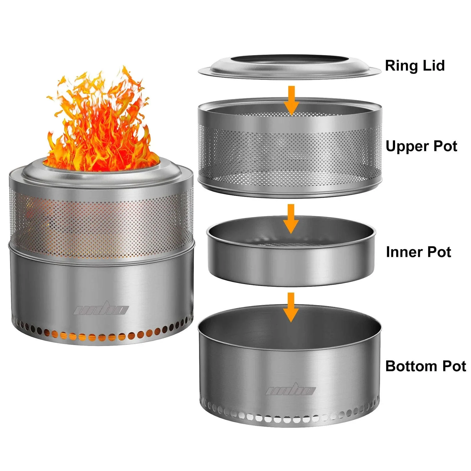 Stainless Steel Wood Burning Fire Pit with Carry Bag - Image 12