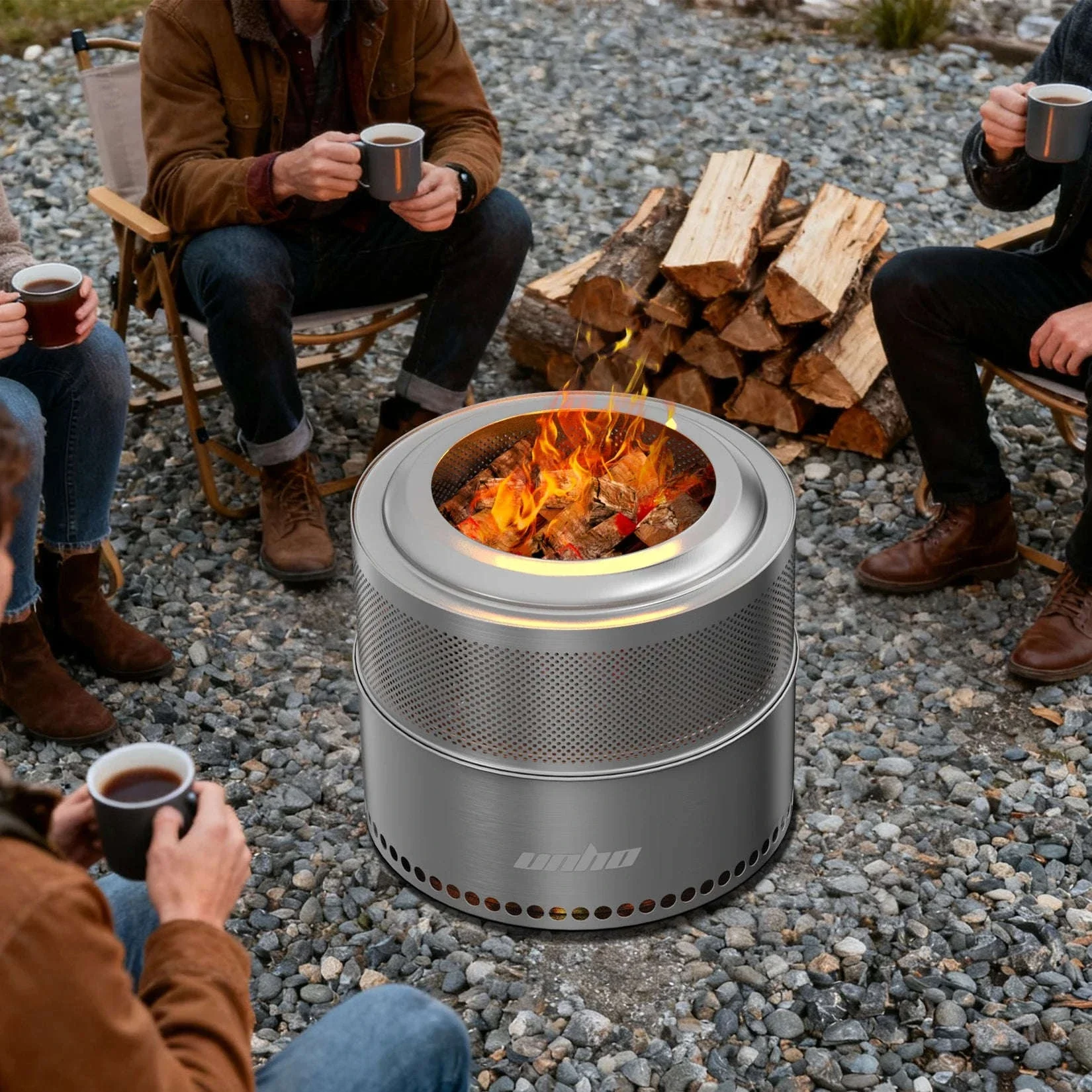 Stainless Steel Wood Burning Fire Pit with Carry Bag - Image 2