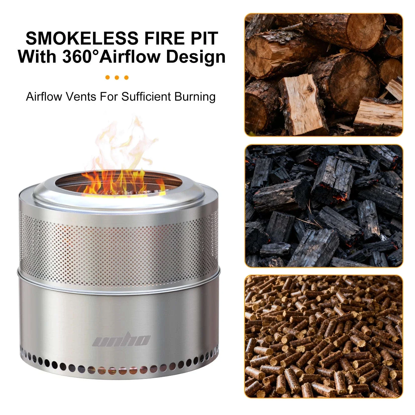 Stainless Steel Wood Burning Fire Pit with Carry Bag - Image 5