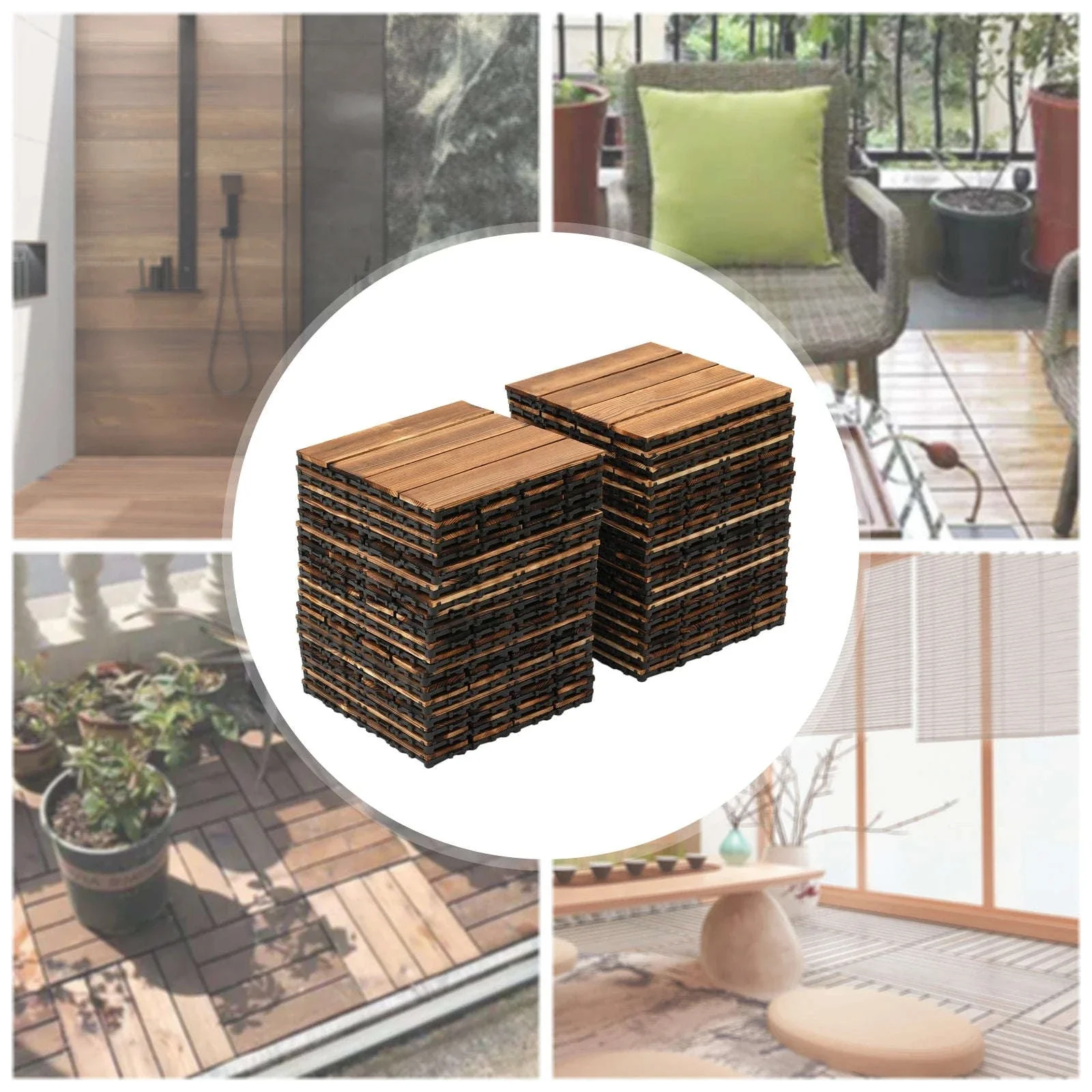 36-Piece Wooden Interlocking Outdoor Flooring Tiles Set - Image 6