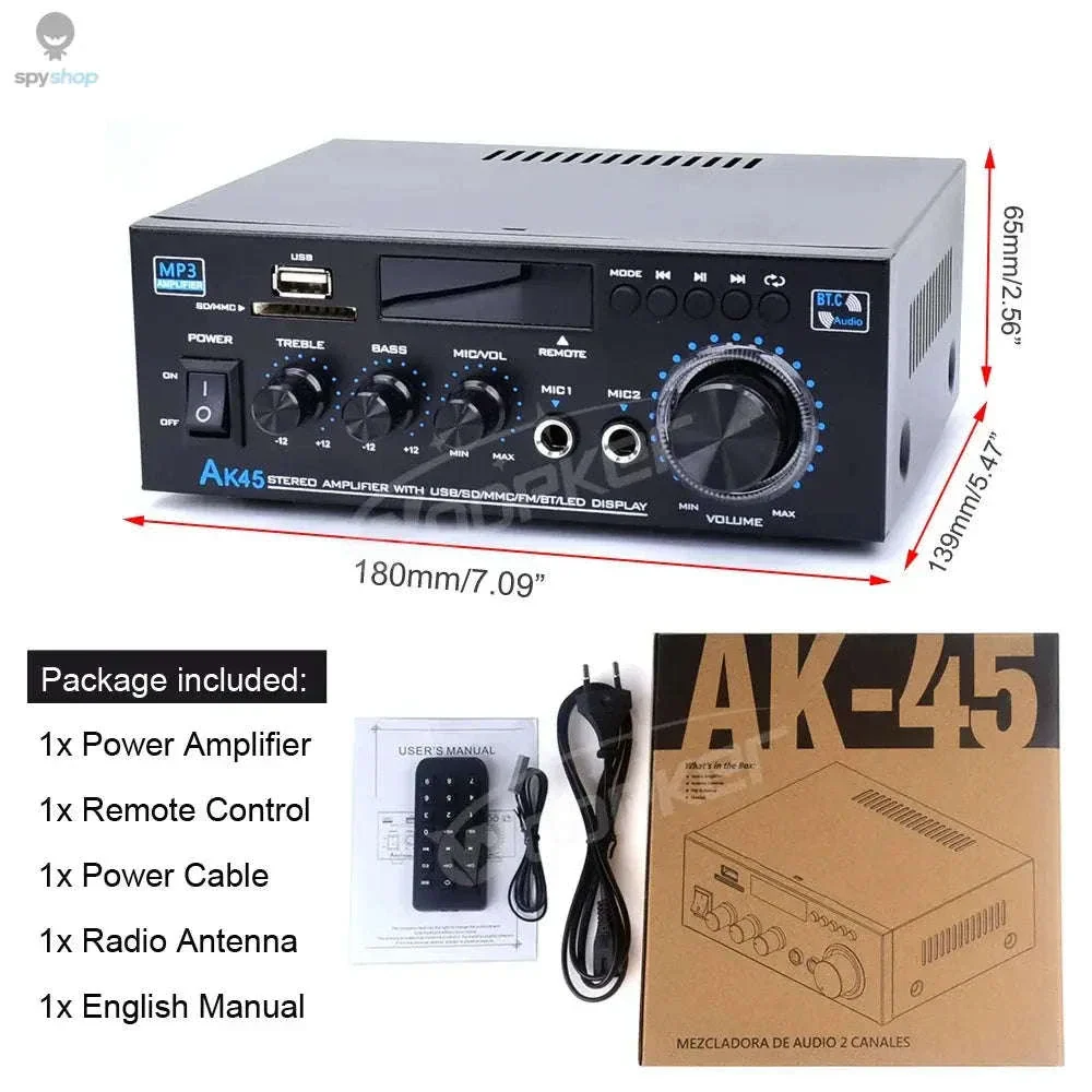 AK45 HiFi Bluetooth Amplifier with Multi-Input Stereo Sound - Image 5