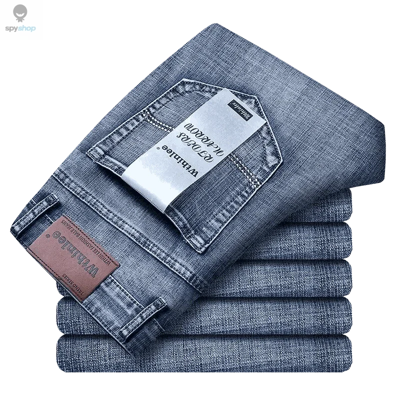Men's Stretch Denim Jeans, Slim Straight Mid-Rise Fit