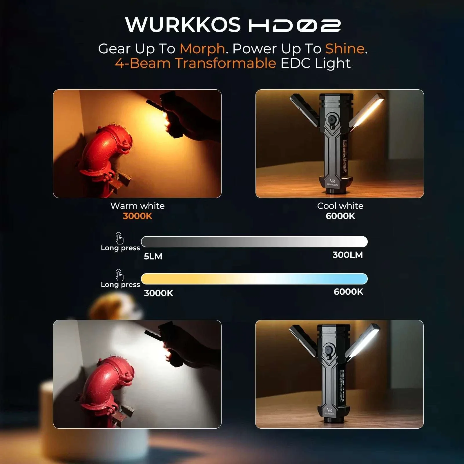 Wurkkos HD02 LED Camping Light with UV, Green Beam & Magnetic Mount - Image 3