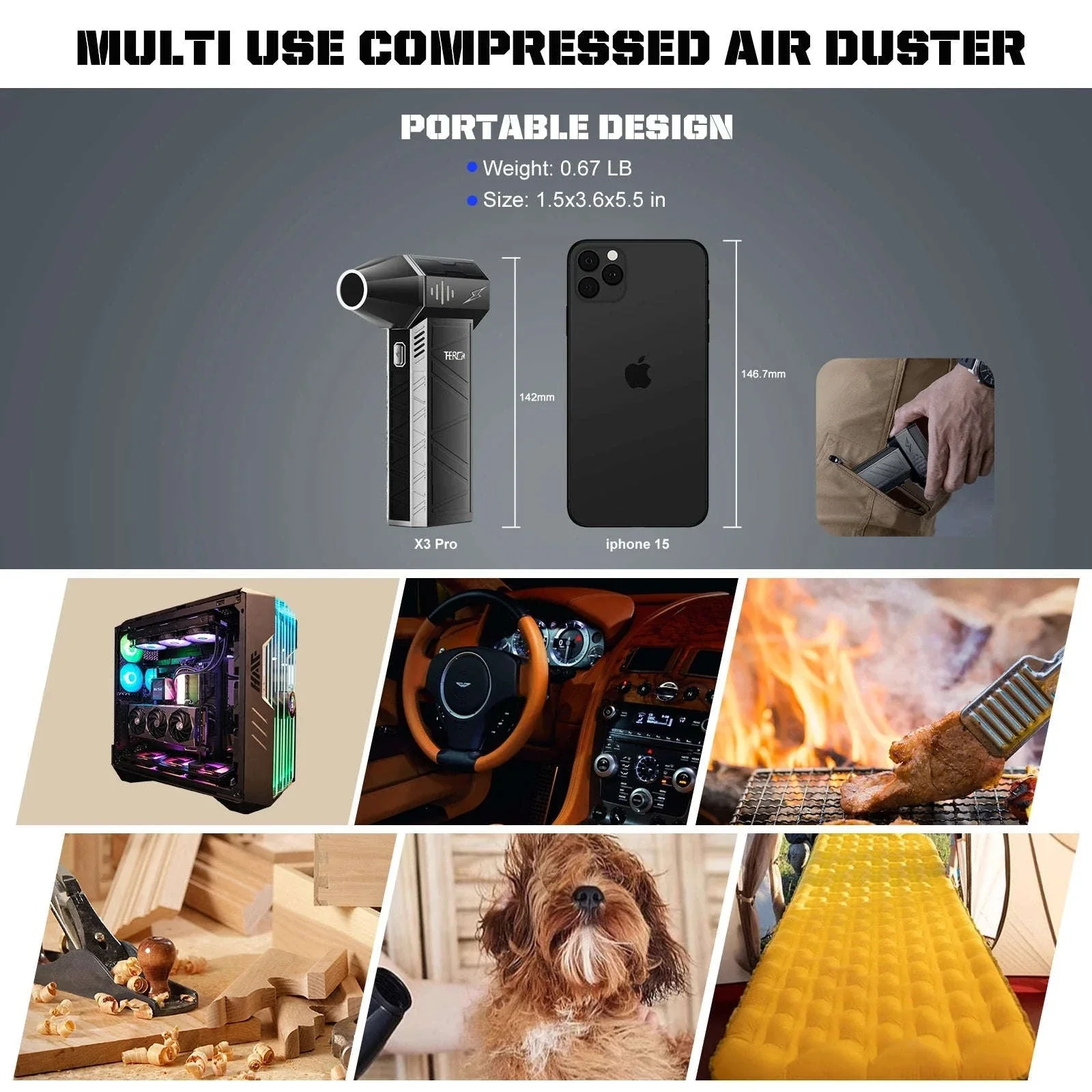 X3Pro Handheld Mini Turbo Jet Fan for Fast Dust Removal - Image 4