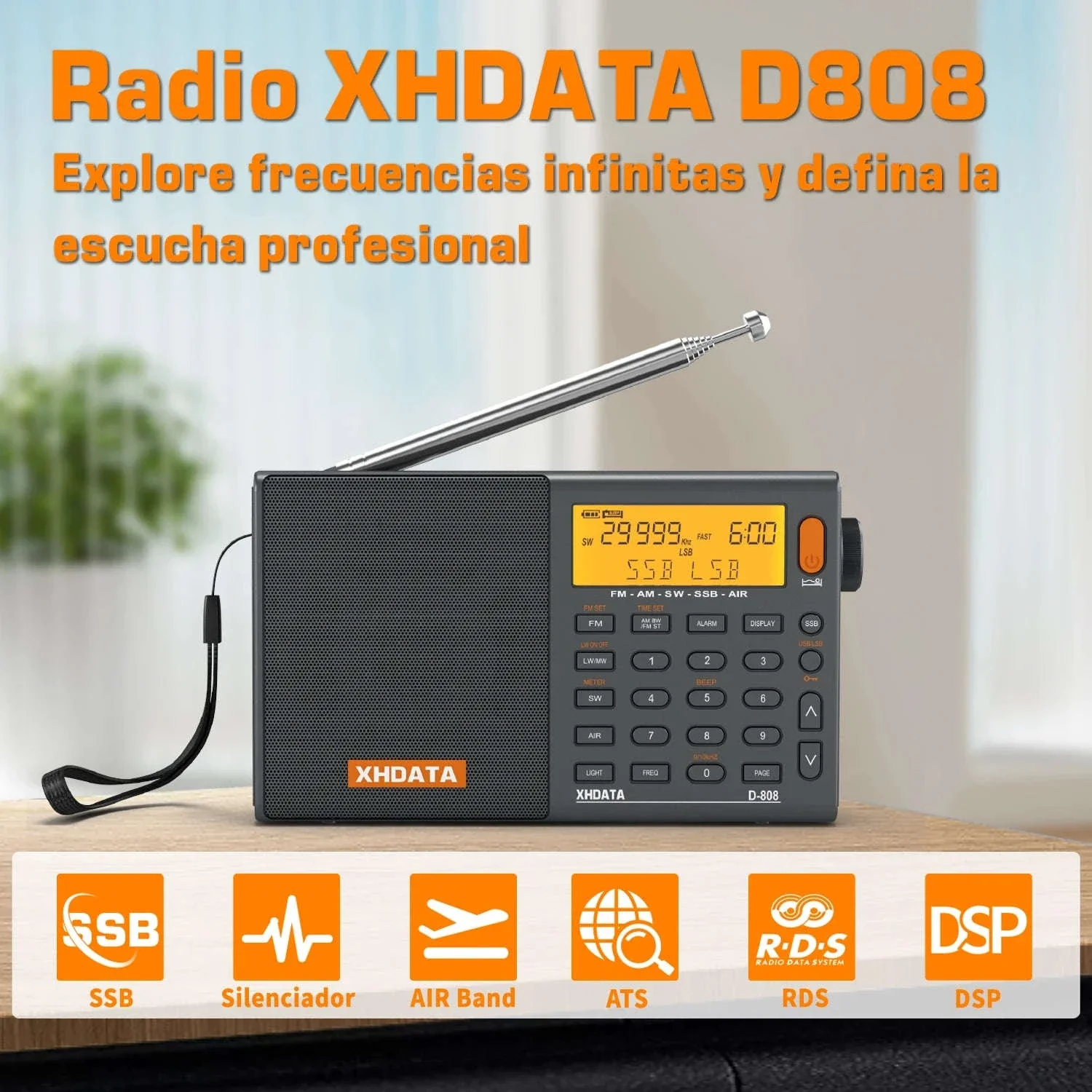 XHDATA D-808 Multiband Portable Radio with SSB, AIR & DSP Tuning