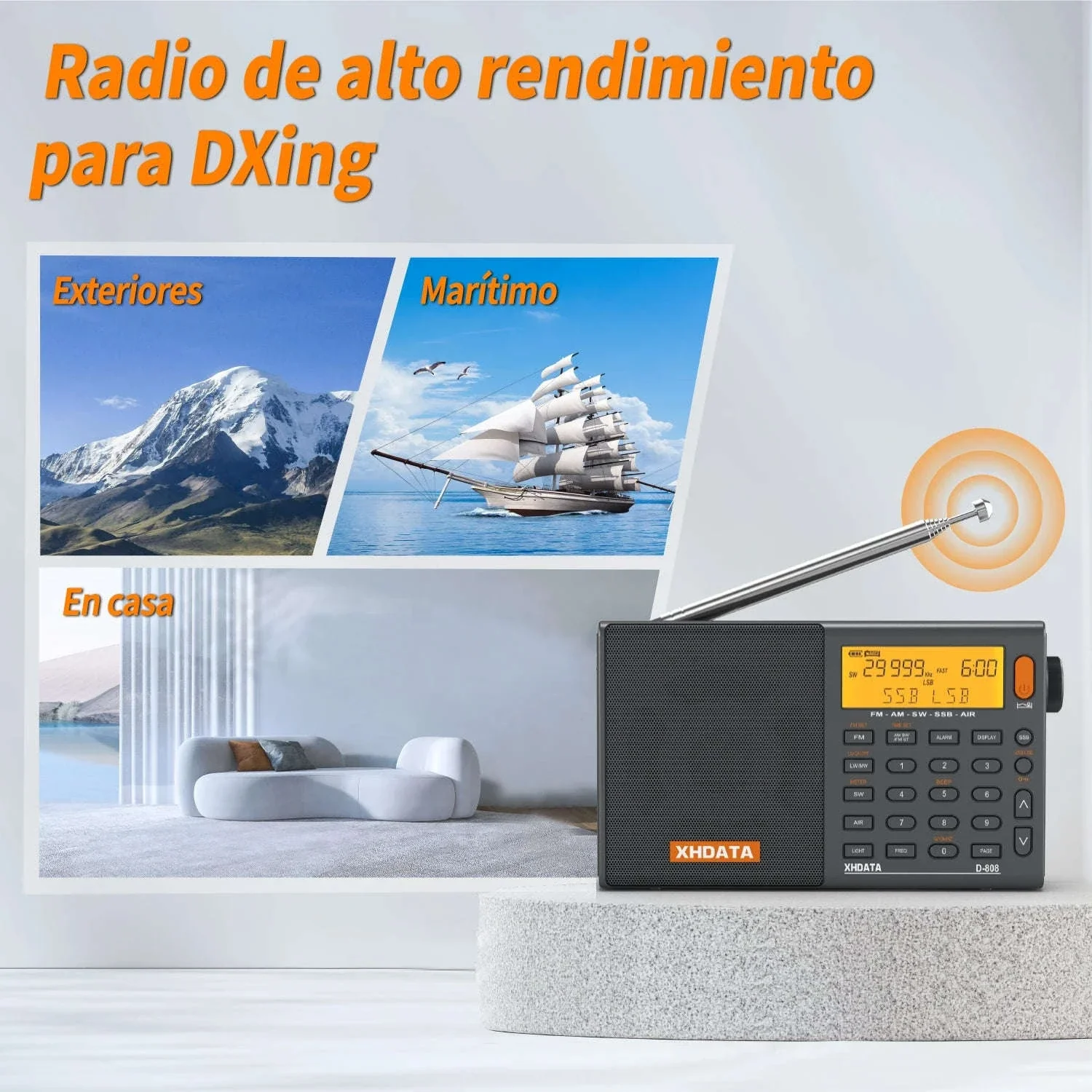 XHDATA D-808 Multiband Portable Radio with SSB, AIR & DSP Tuning - Image 2