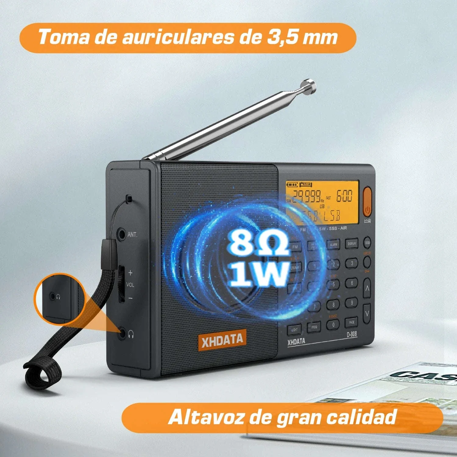 XHDATA D-808 Multiband Portable Radio with SSB, AIR & DSP Tuning - Image 3