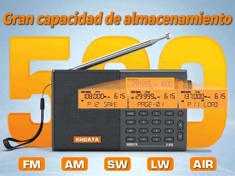 XHDATA D-808 Multiband Portable Radio with SSB, AIR & DSP Tuning - Image 7