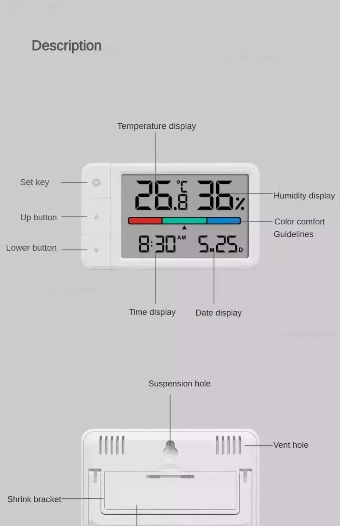 MiaoMiaoCe Thermometer Hygrometer Weather Station with Clock - Image 15