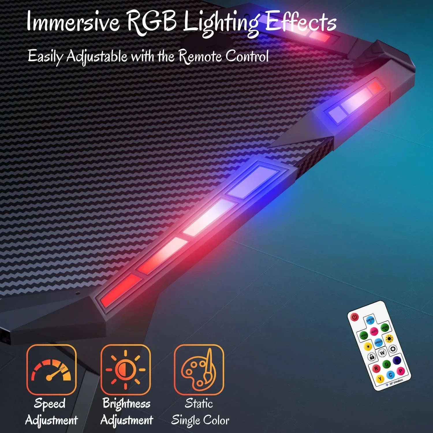 Y-Shaped RGB Gaming Desk with Cup Holder and Headphone Hook - Image 4
