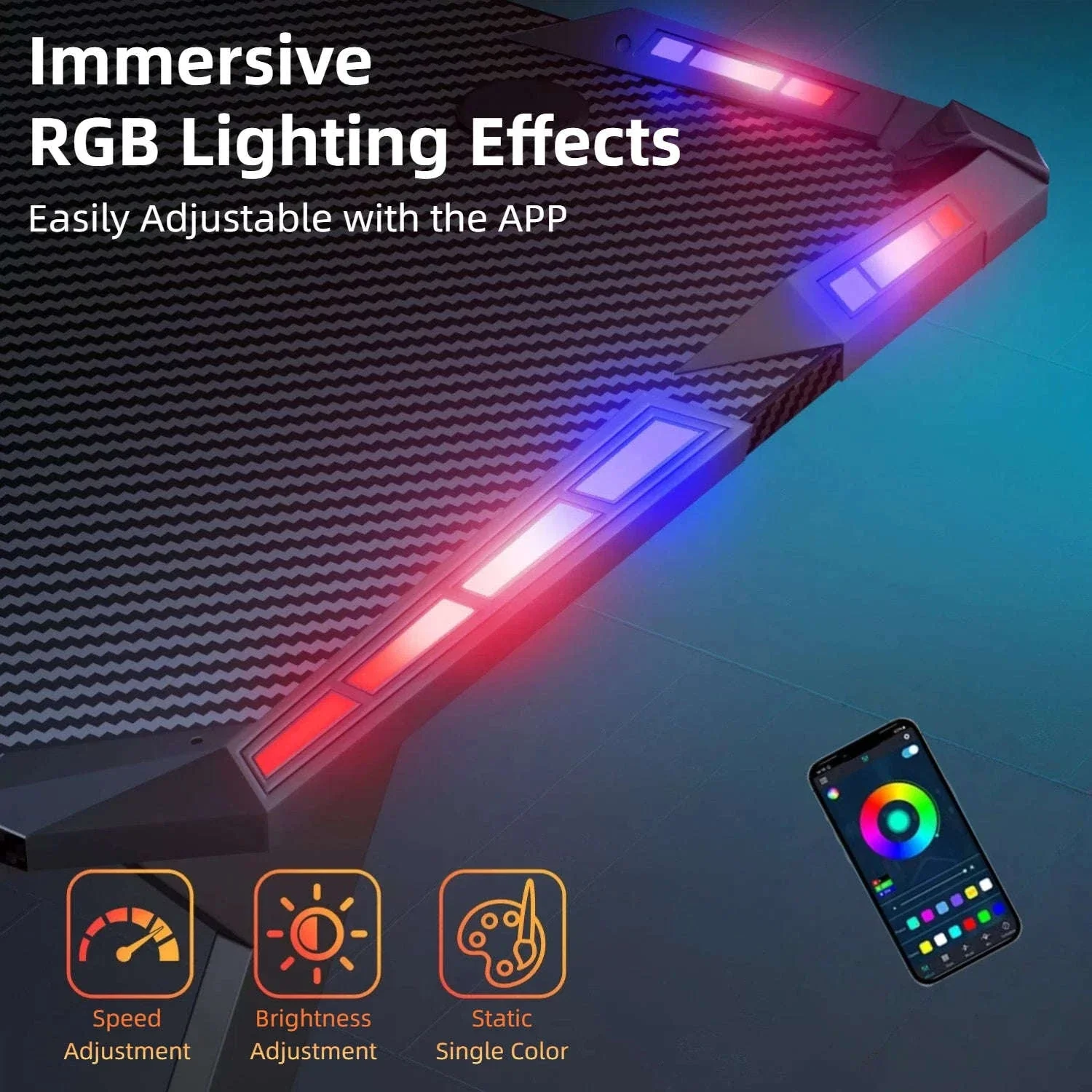 Y-Shaped RGB Gaming Desk with Cup Holder and Headphone Hook - Image 7
